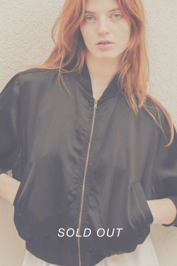 SATIN BOMBER - Black