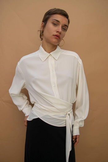 WRAP SHIRT IN CREPE SATIN