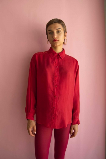 AVA CUPRO SHIRT - Red