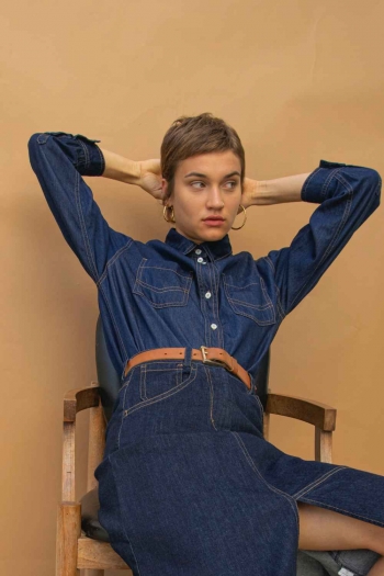 AVA BLUE DENIM SHIRT - Blue