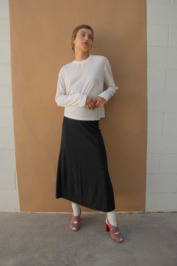 MARSEILLE MERINO SKIRT - Black