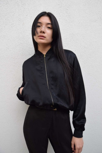 BOMBER SATIN - Negro