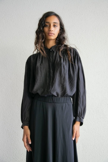 VINTAGE SHIRT IN PONGE - Black