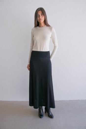 MARSEILLE MERINO SKIRT - Black
