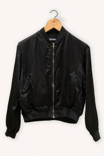 SATIN BOMBER - Black