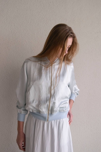 SATIN BOMBER - Light blue