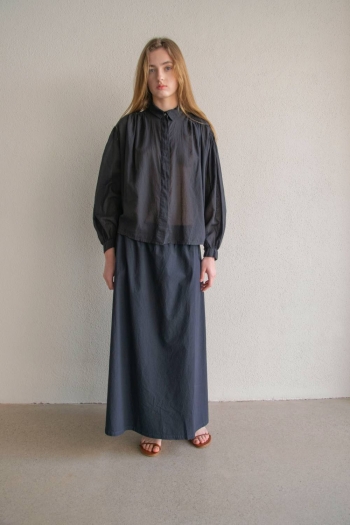 LONG FLAIR SKIRT - Dark blue
