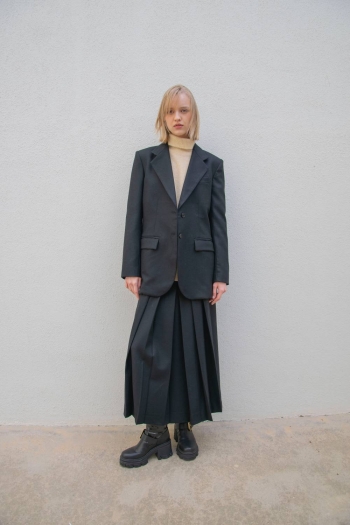 FALDA PLEAT LARGA - Negro