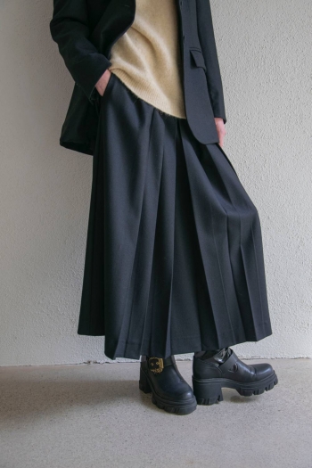 FALDA PLEAT LARGA - Negro