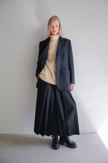 FALDA PLEAT LARGA - Negro