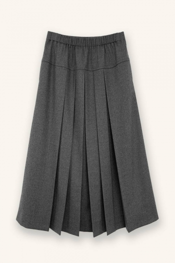 FALDA PLEAT LARGA - Gris Humo