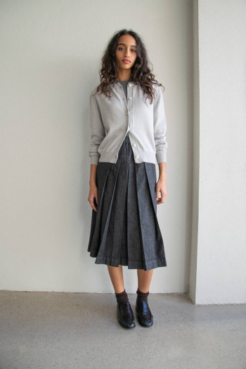 FALDA PLEAT DENIM - Negro...