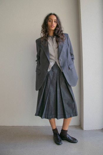 FALDA PLEAT DENIM - Negro...