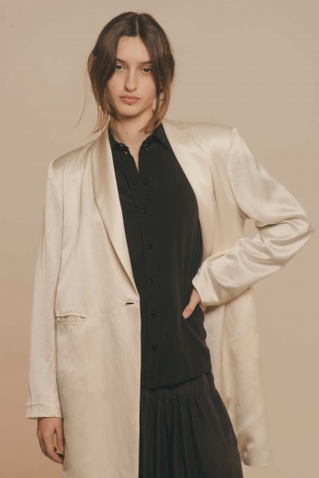 SACRA】VISCOSE LINEN SATIN COAT-